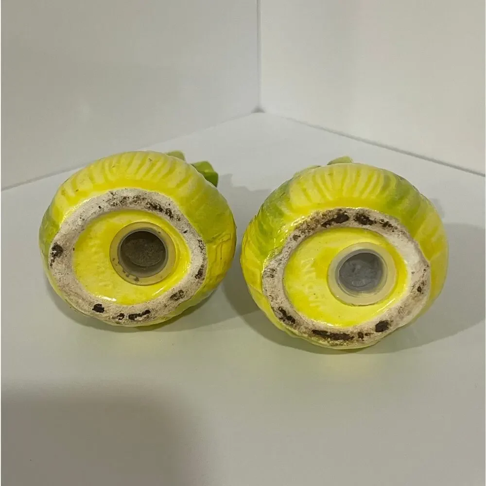 Vintage Japan Ceramic Corn‎ Salt Pepper Shakers Set Yellow Green Veggie Kitsch